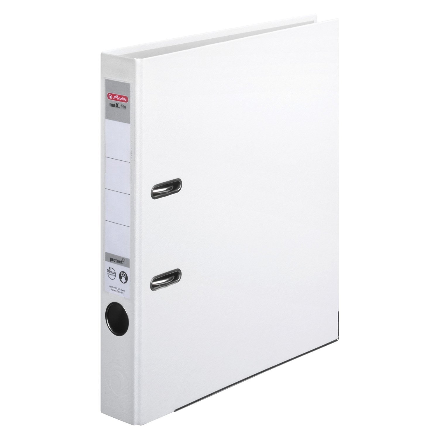 Herlitz 5450705 Segregator maX.file protect A4, 5 cm, z tabliczką na plecach, 25 sztuk, kolor: biały