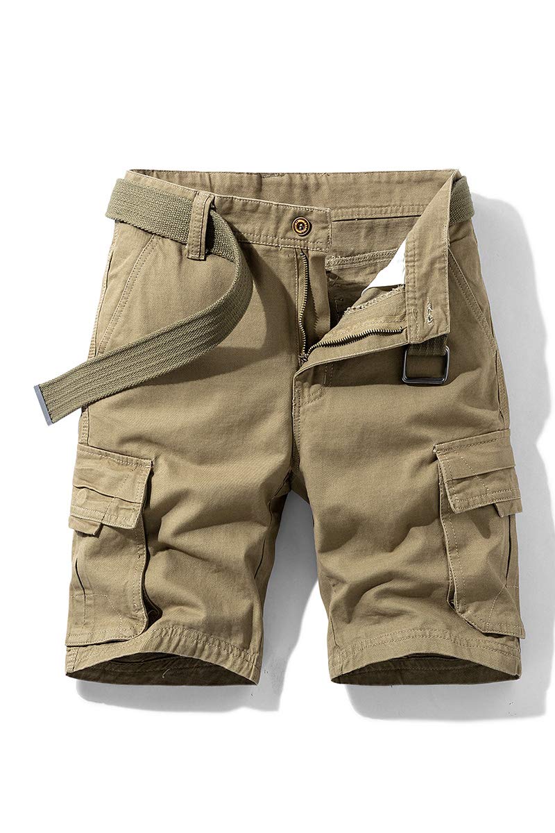 NTNY3 Pantalones Cortos Cargo para Hombre Bermudas de Trabajo Pantalón Corto Regular Fit Vintage Shorts con cinturón a Juego el Verano Pantalón Deportivo Estilo Casual