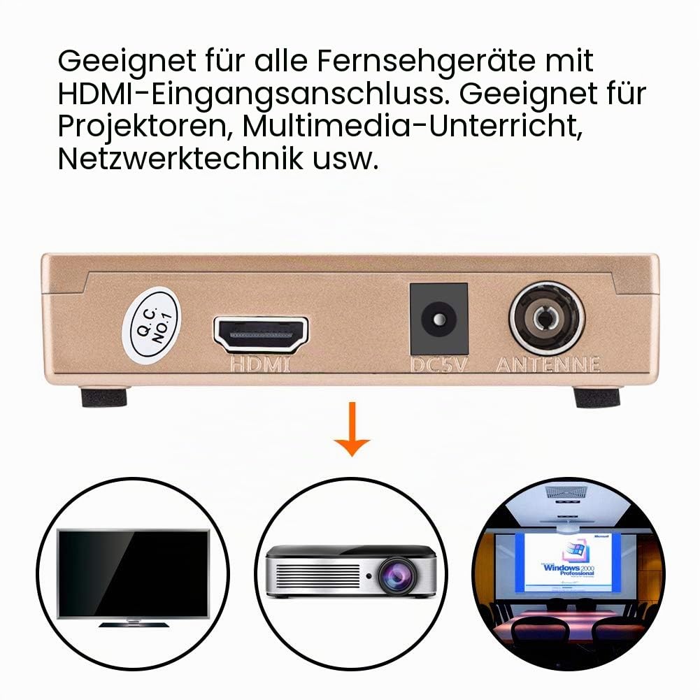 ASHATA RF-zu-HDMI-Koaxial-Konverter-Box, All-Standard-RF-zu-HDMI-Konverter-Analog-TV-Empfänger-Adapter mit Fernbedienung(EU)