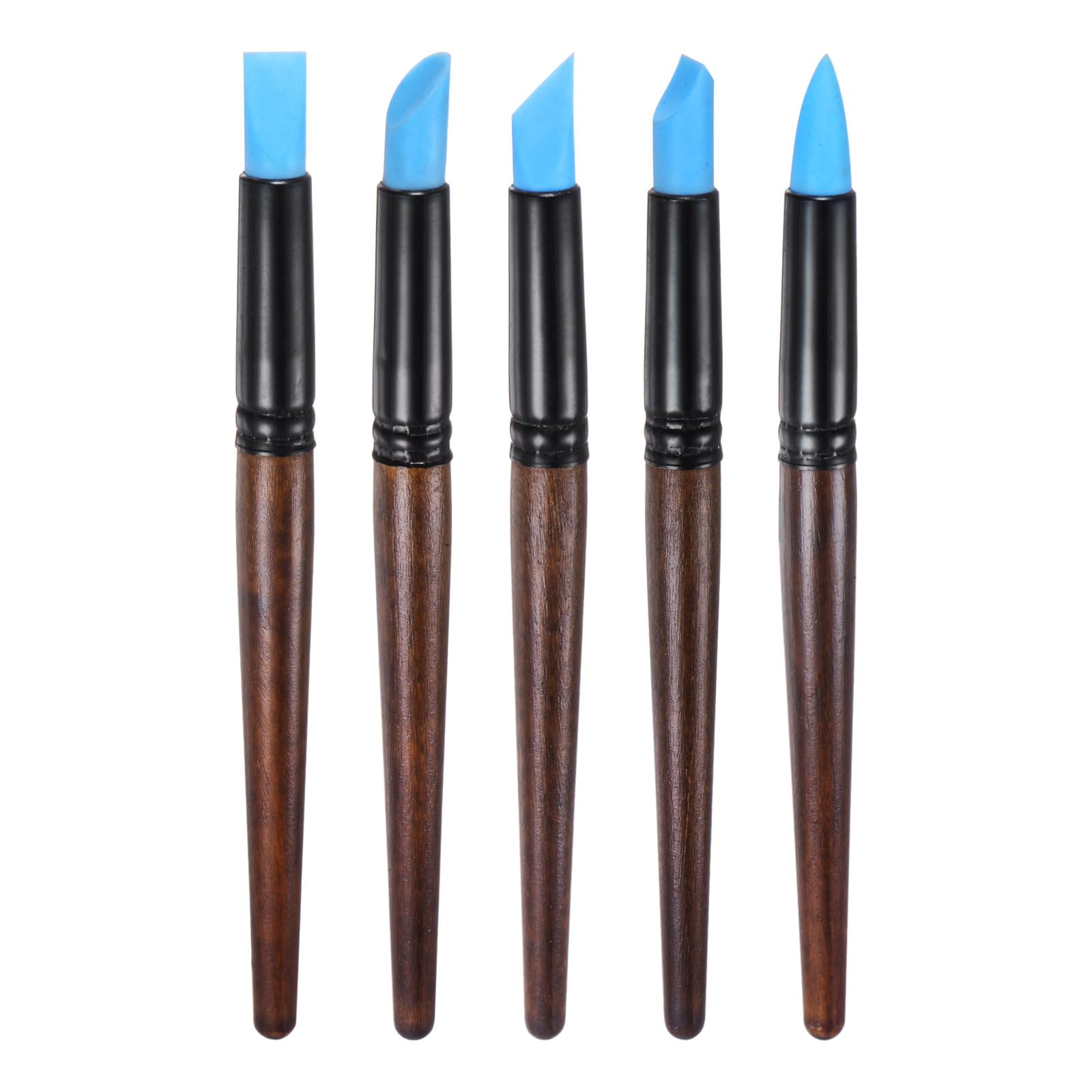 HARFINGTON 5pcs Silicone Clay Sculpting Tool Pottery Modelling Shaper Carving Tool Rubber Tip Shaping Pen for Ceramic Sculpture Polymer Clay, Blue