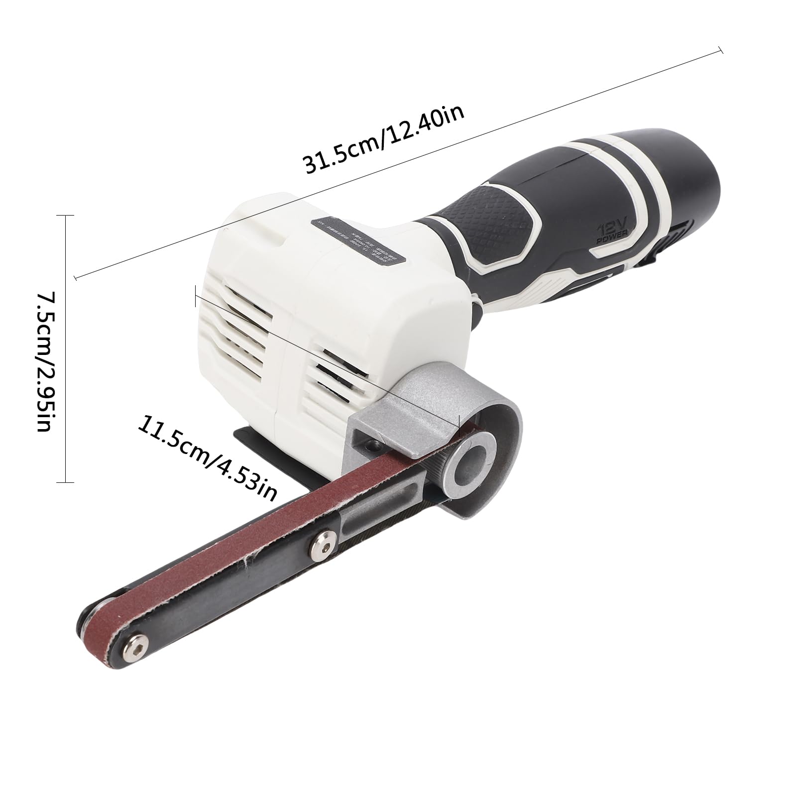 Weytoll Ponceuse à bande sans fil 12 V, 10 000 tr/min, mini-ponceuse à bande avec 20 bandes abrasives et 2 batteries de 2 000 mAh, pour bois, métal et plastique