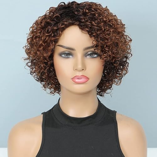 UDU Ombre Glueless Wig Short Curly Human Hair Wigs For Black Women