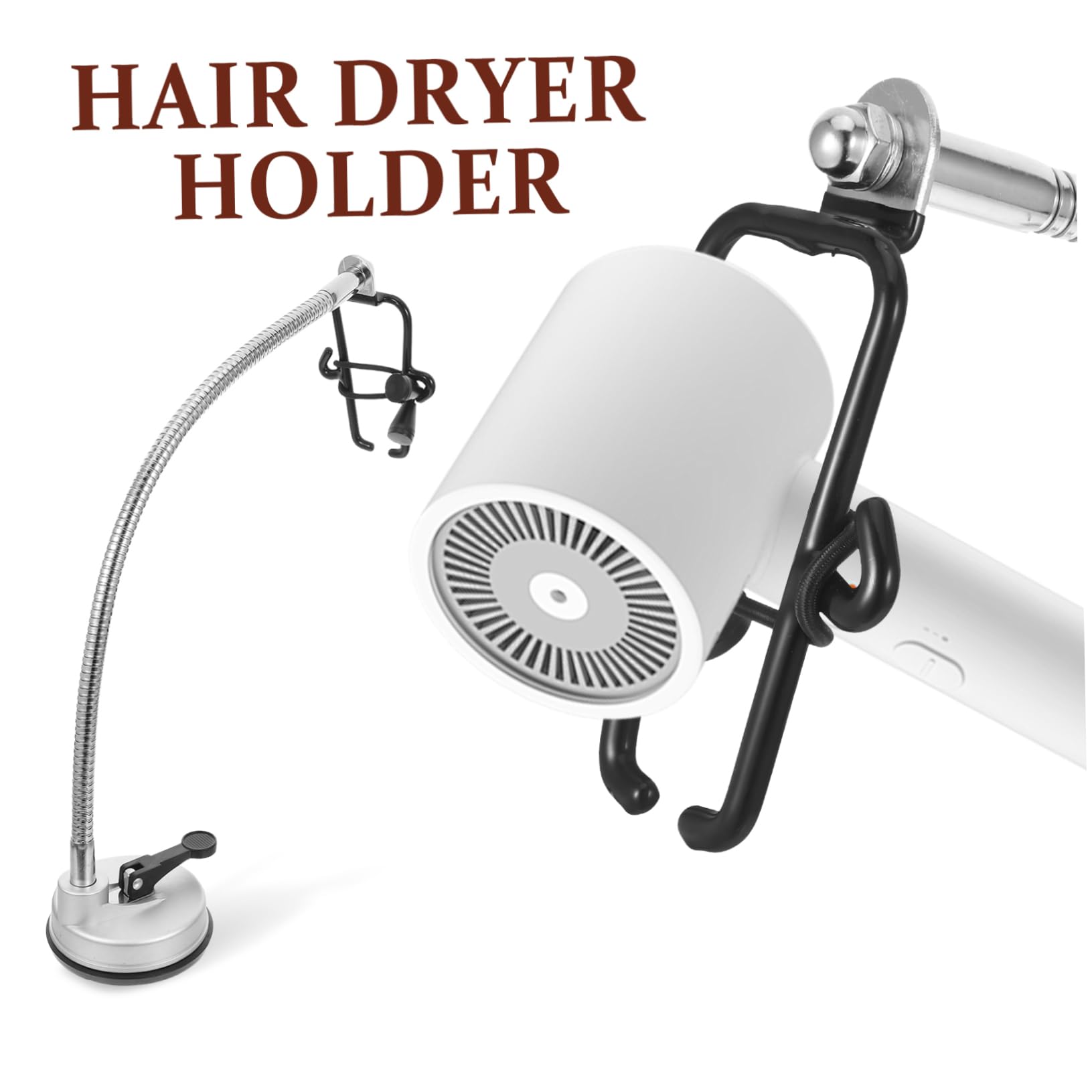 Gatuida Soporte para Secador de Pelo con Ventosa Soporte de Escritorio sin Taladrar Organizador Ajustable Inoxidable para Baño y Salón Base Antideslizante de Usar y