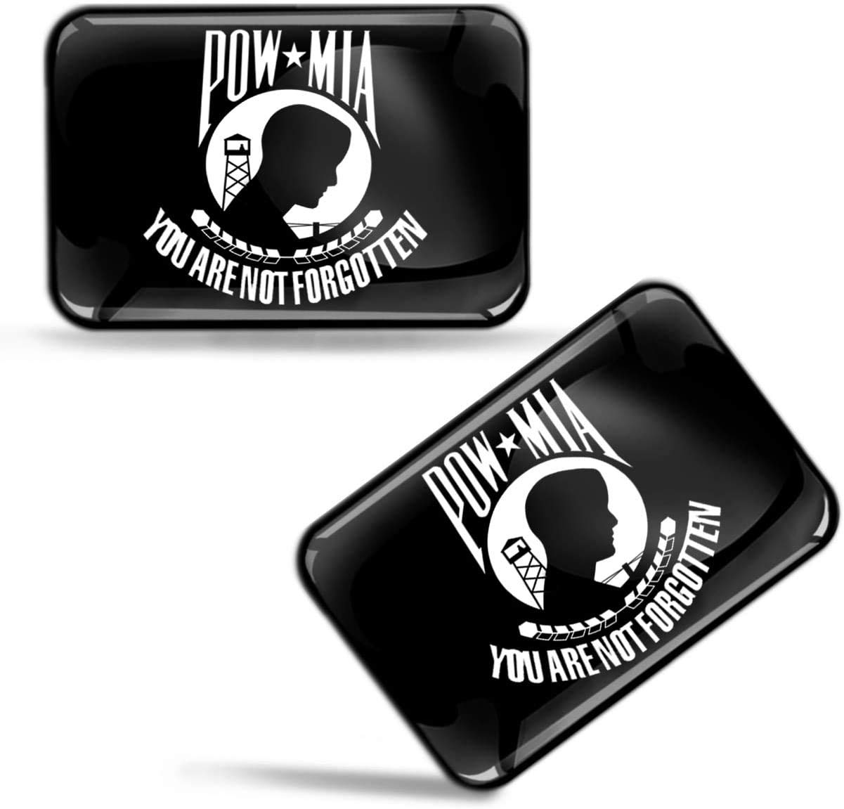 Biomar Labs® 2 x 3D Domed Silicone Stickers Decals USA Pow Mia Remember Flag Prisoner of War You're Not Forgotten American Military Veteran Emblem Bumper Car Window Door Motorcycle F 116 Z