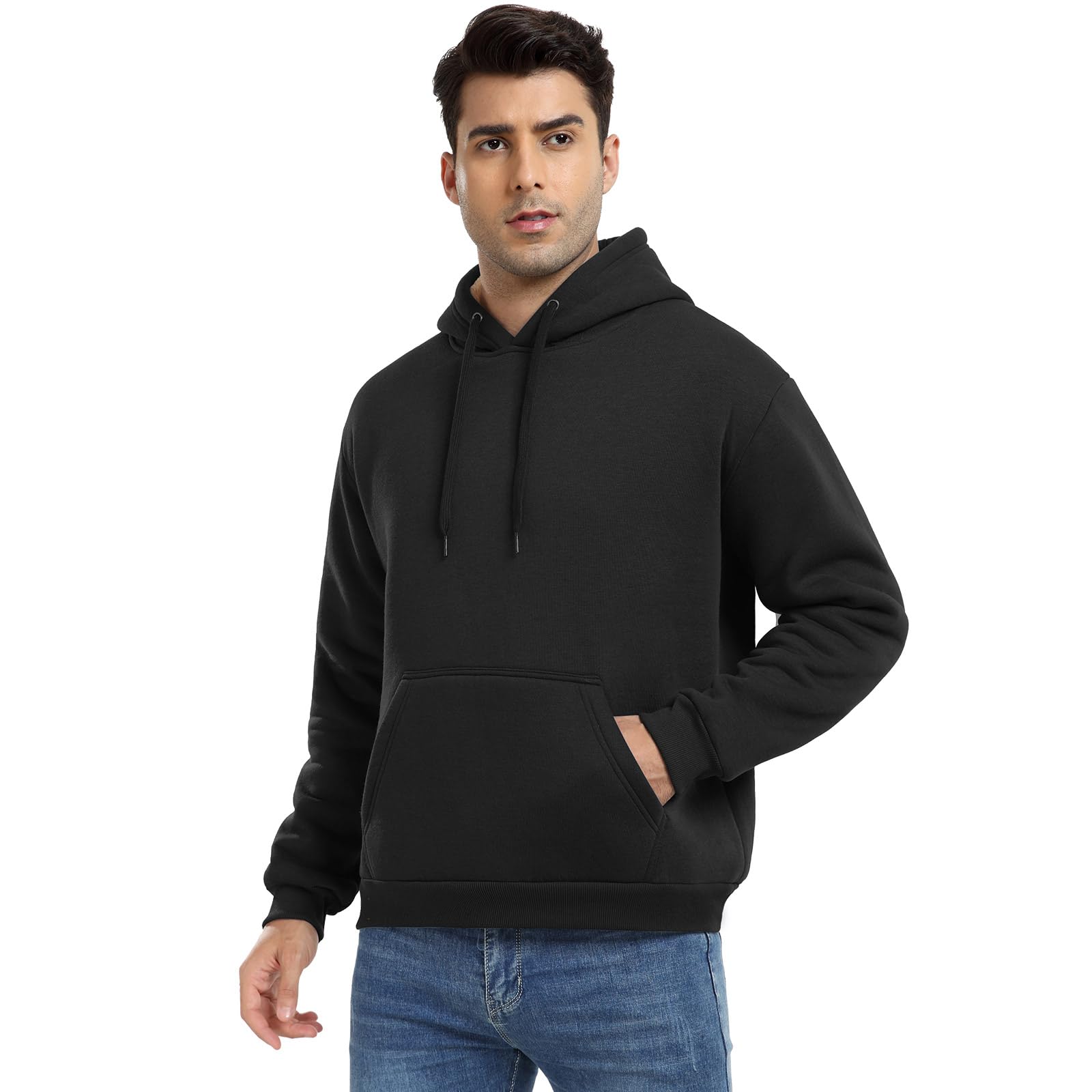 UMIPUBO Felpa Uomo con Cappuccio Invernale Giacca Felpe in Pile Caldo Manica Lunga Termica Foderato Pullover Girocollo Hoodie Sweatshirt con Tasche Cappotto da Uomo Abbigliamento