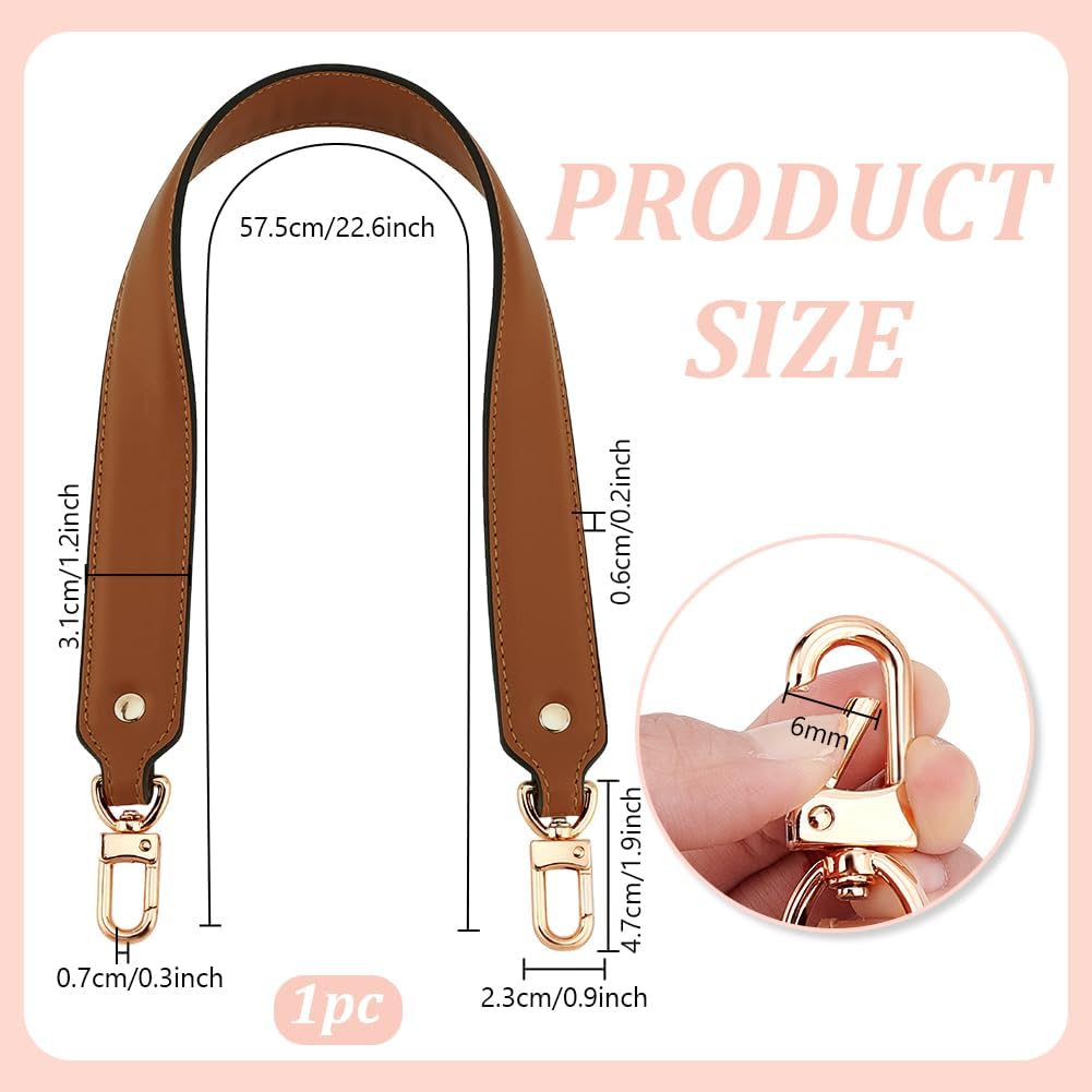 PH PandaHall Genuine Leather Purse Strap Leather Tote Bag Handles, Shoulder Bag Strap with Clasps for Handbag Making - Image 2