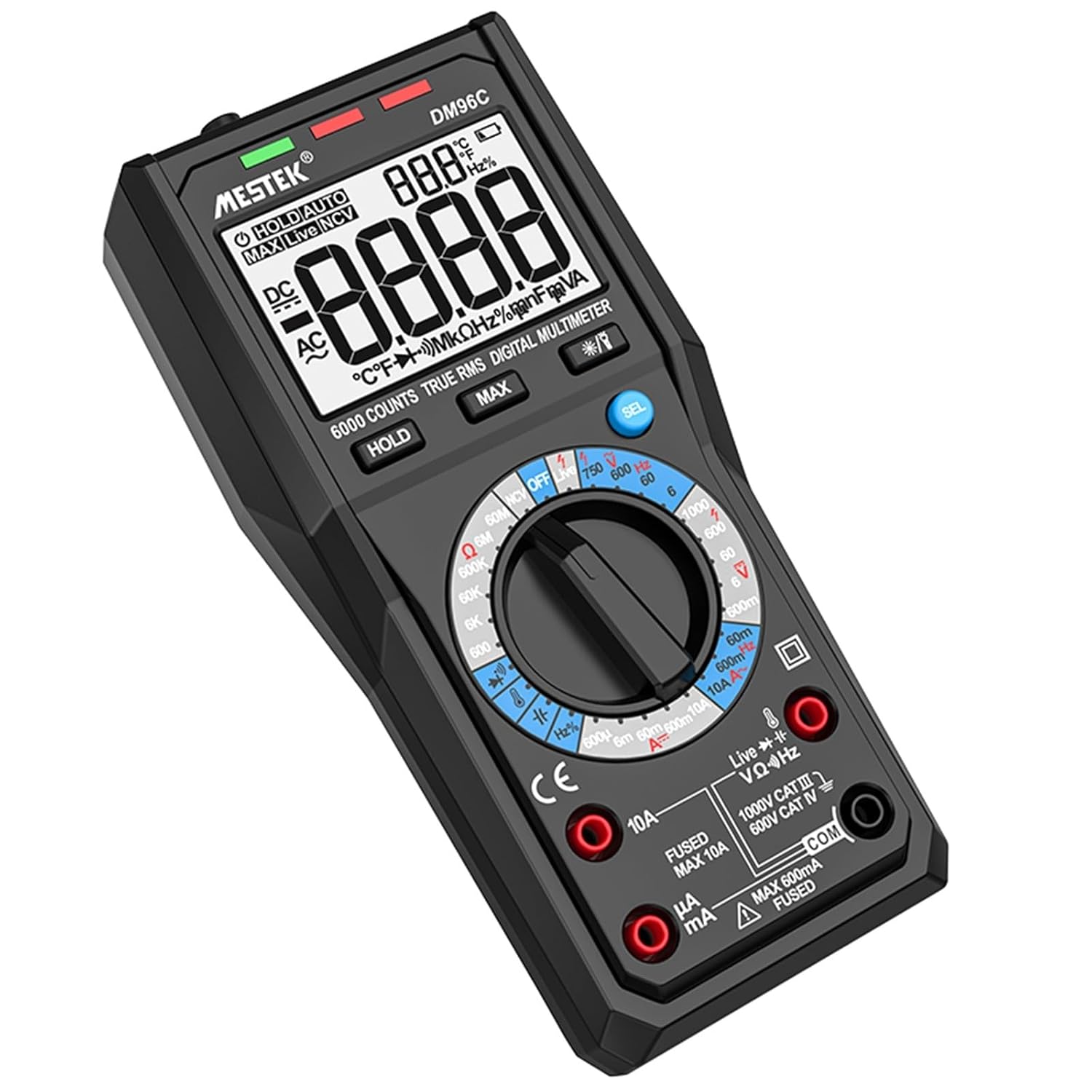 DM96 Digital Multimeter Small Pocket Tester for AC/DC Volt Amp Ohm Diode Continuity Ammeter & Voltmeter