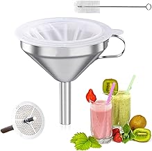 Kitchen Funnels 13cm Stainless Steel Funnel Set with Handle Filter Removable Strainer and Brush 200 Mesh Strainer for Jam Oils Juice Coffee Cooking Transferring Liquid
