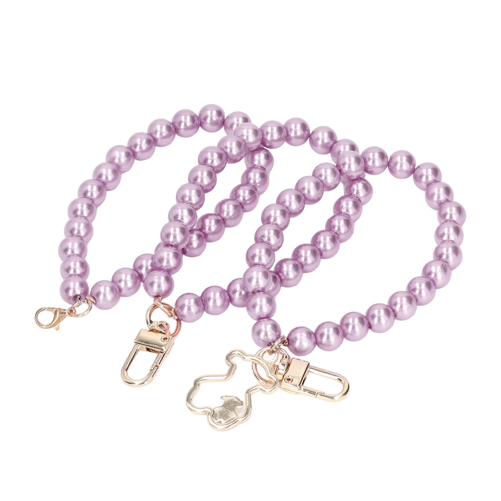 Muiltvoe Pearl Key Chain, ABS Resin Pearl Wristlet Strap Bracelet with Metal Buckle for Phone Case Keychain Bag