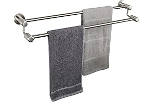 TocTen Double Bath Towel Bar - Thicken SUS304 Stainless Steel Towel Rack for Bathroom