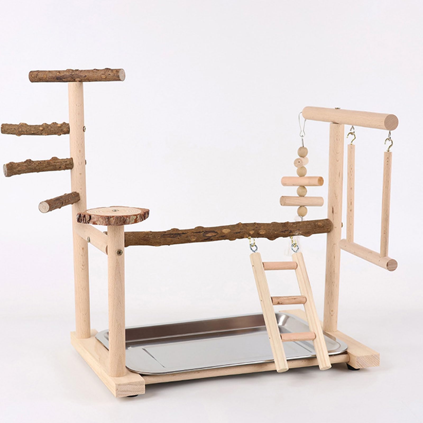 Altalena per Uccelli, Gabbia per Pappagalli, Altalena Park in Legno per Addestramento per Uccelli Piccole Dimensioni Pappagalli Playstand Gym