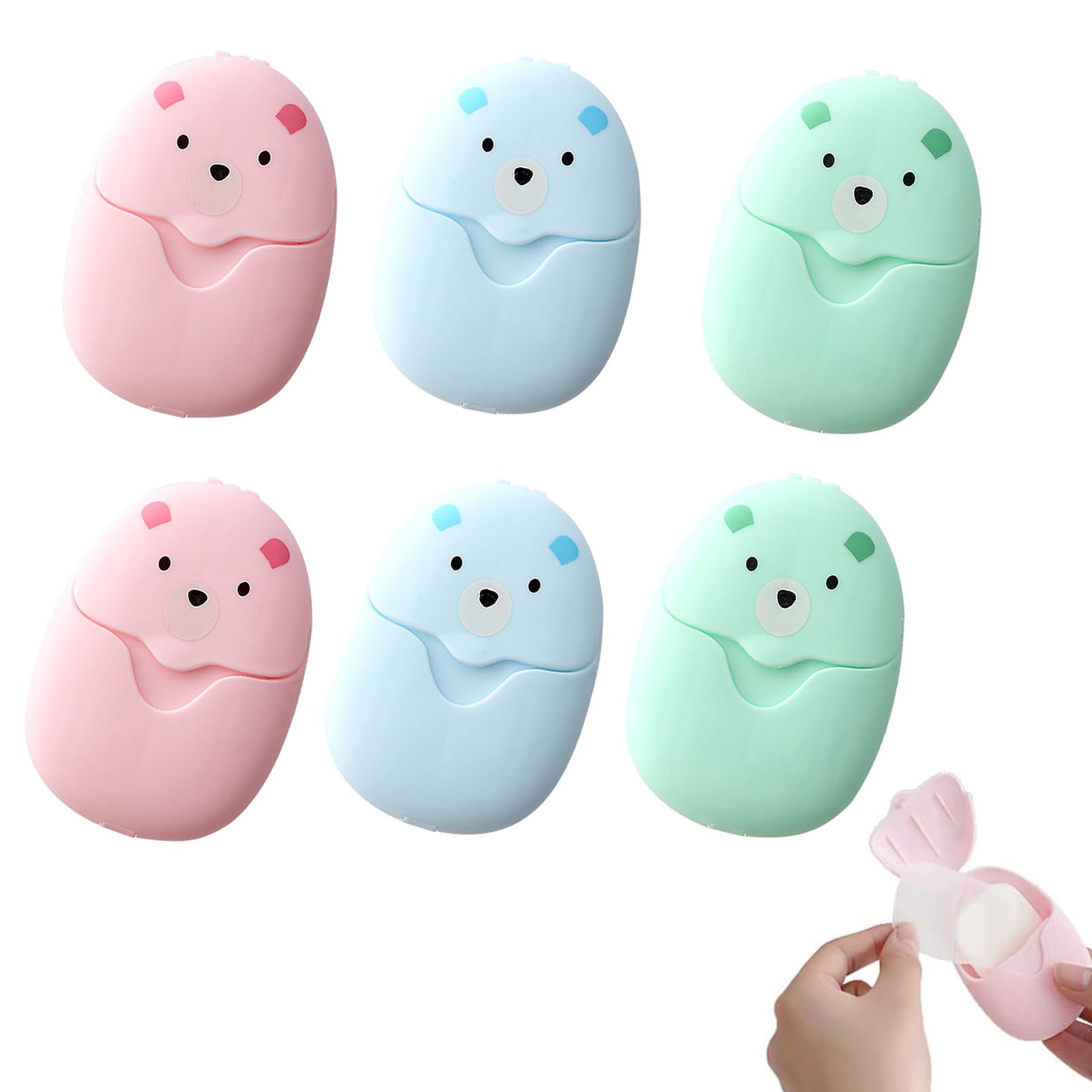 Eowppue Boxed Soap Sheets - 300pcs Travel Soap Sheets (6 Boxes), Backpacking Essentials for Hang Washing, Instantly Dissolves in Water, Thick Foam