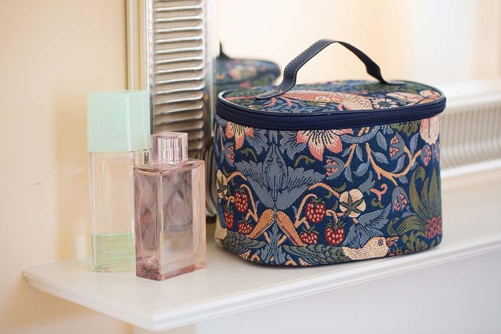 William Morris Strawberry Thief Blue Toiletry Vanity Travel Bag