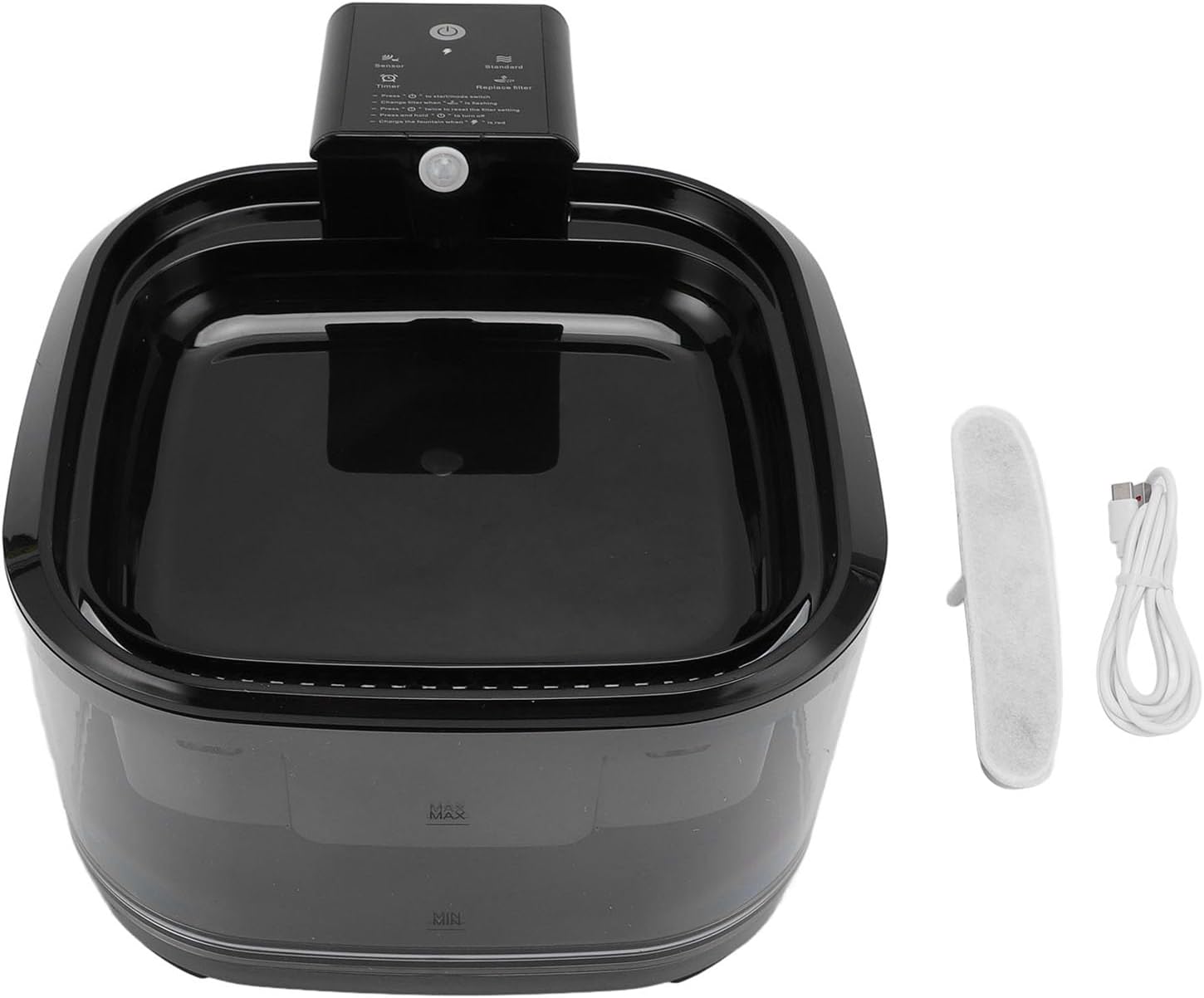 Cat Water Fountain 4.5L Large Capacity Quiet Operating Automatic Cycle Filtration Cat Drinking Fountain for Dog Pet (Black)