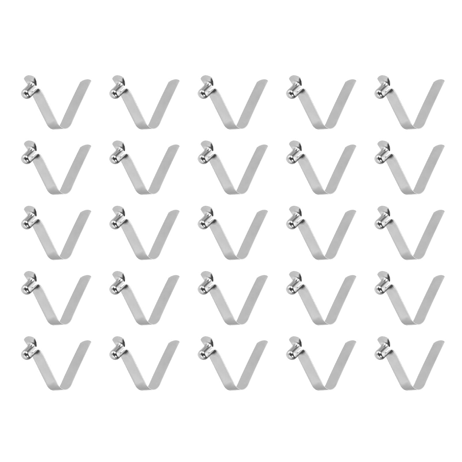 sourcing map 25pcs Single Button Kayak Paddle Snap Spring Clip 4.7x7x29mm 65Mn Spring Steel V-Shaped Hollow Lift Telescopic Locking Tube Pole Clips for Tent Umbrella Camping