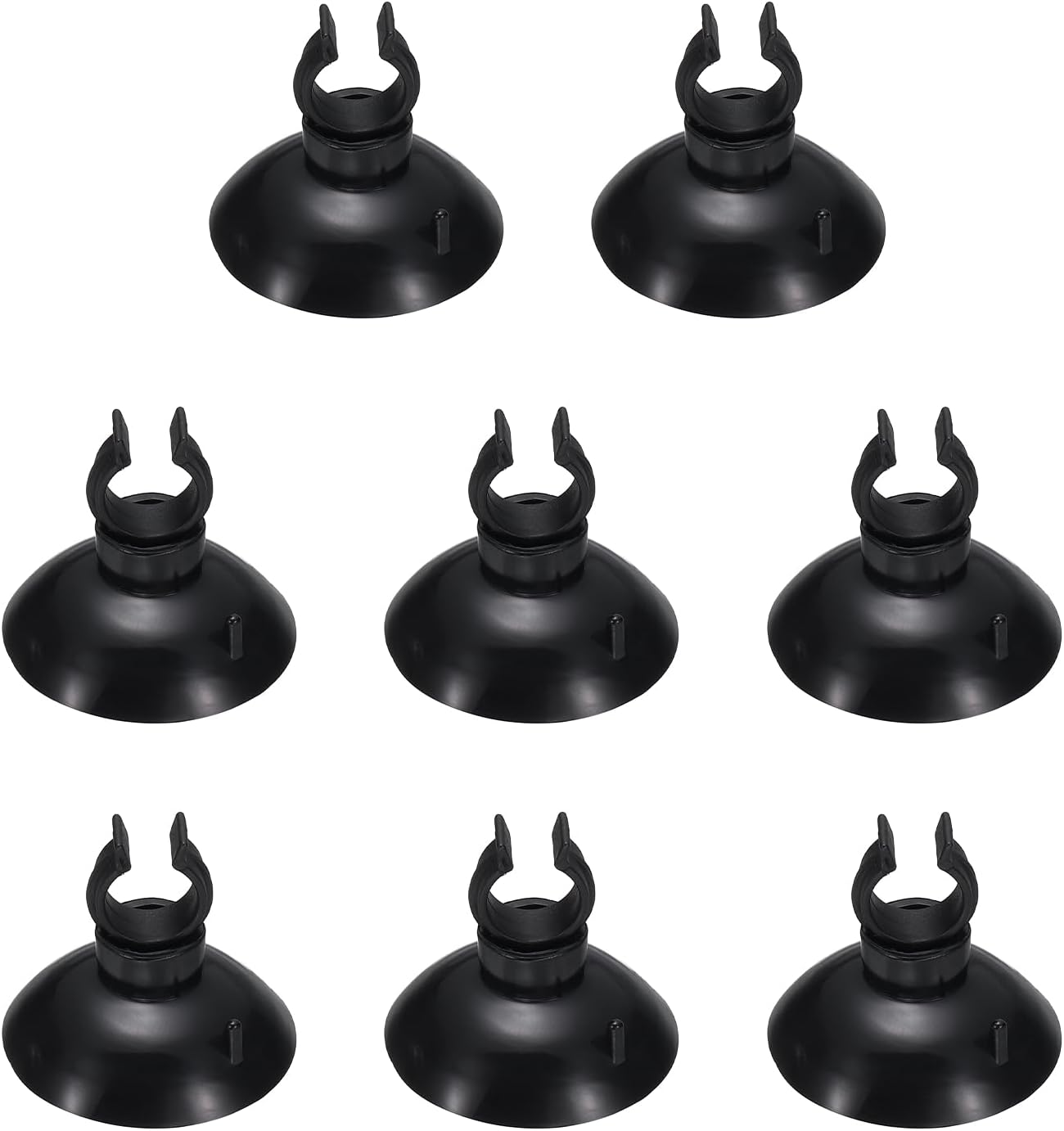 Aquarium Suction Cups, Fish Tank Suction Cups Clips Airline Tube Holders Clamps (Plastic, 8Pcs, Black) for 0.4" Fish Tank Airline Tubing Binding Moss Shrimp Nest, 10x30MM