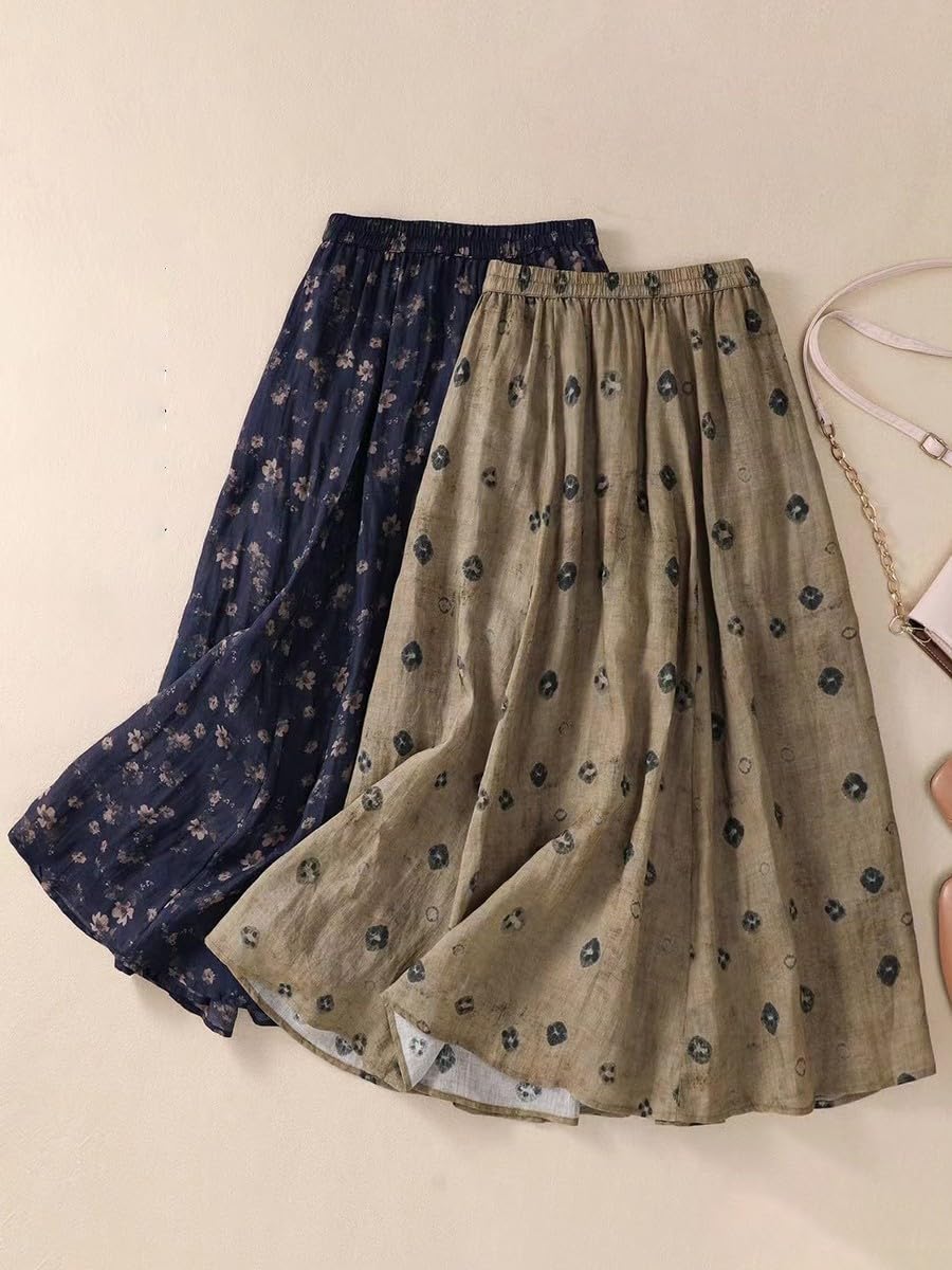 Zilimontt Gonna A-Line Donna Stampata Floreale Tasca