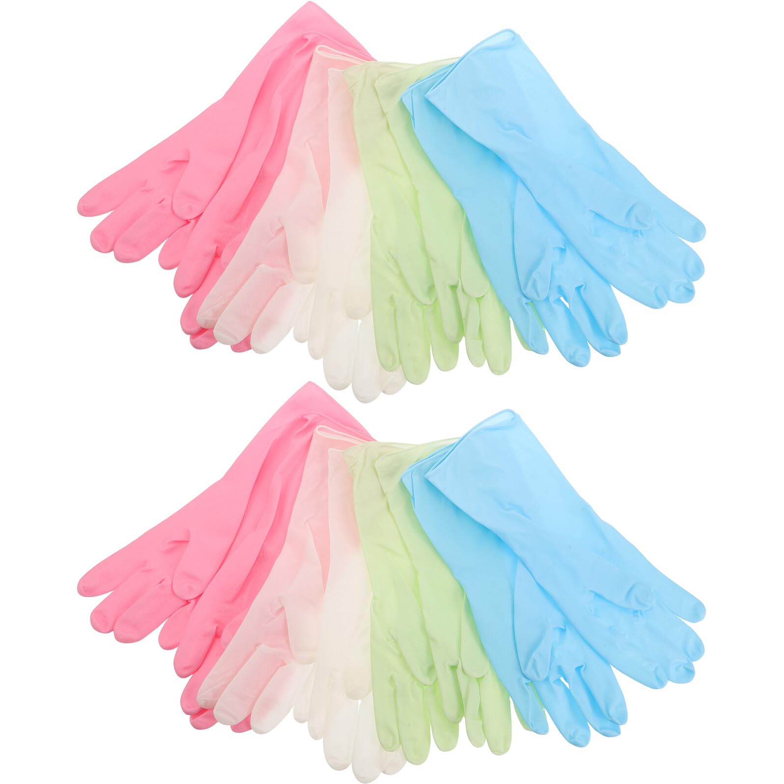 Guanti in Gomma Impermeabili da Cucina Antiscivolo, Taglia Media, Set da 8 Paia per Lavaggio Piatti, Pulizia Bagno e Giardinaggio, Riutilizzabili con Asciugatura Rapida