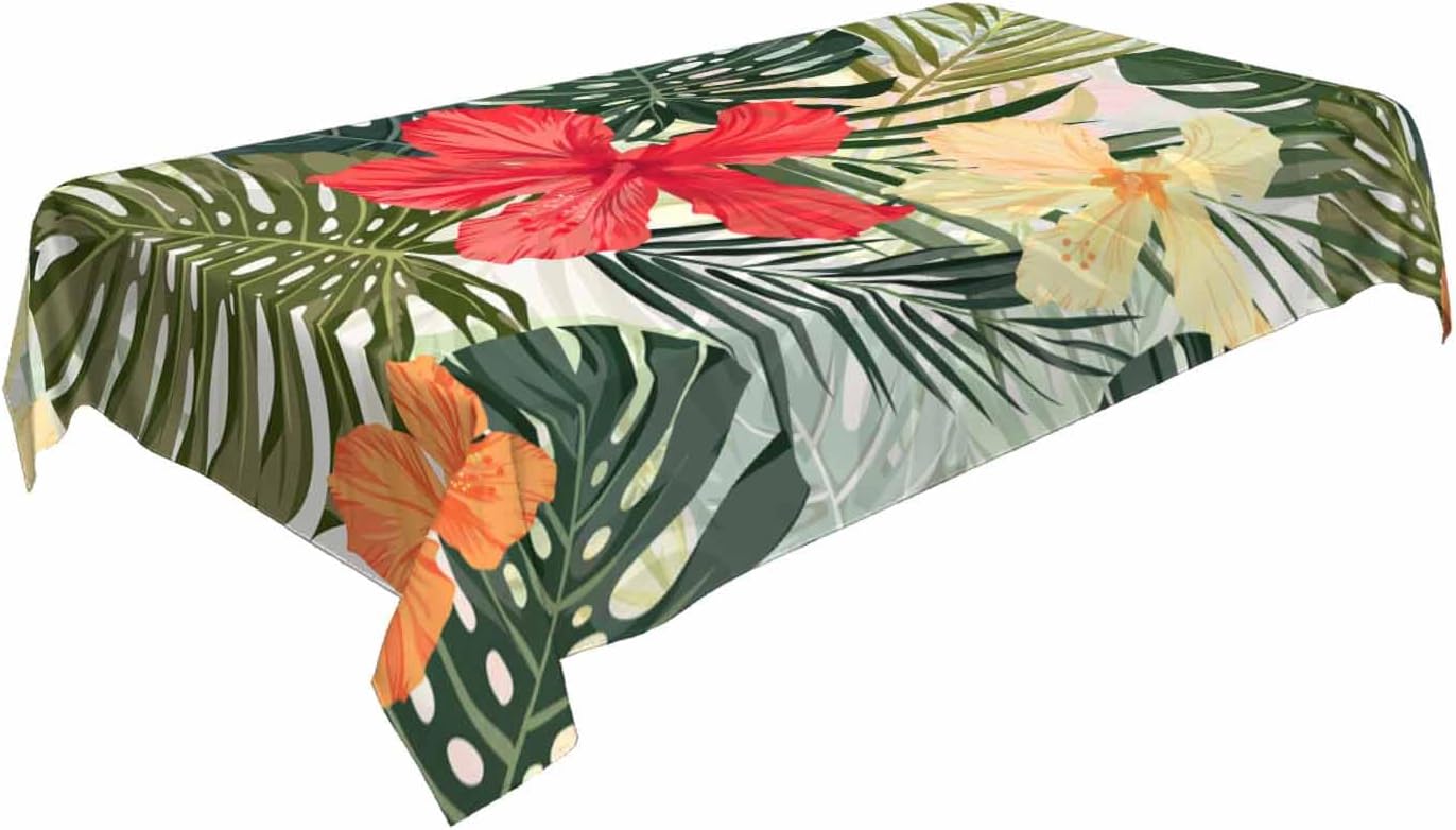 TKS MITLAN Plant Leaf Floral Foliage Palm Tablecloth Decor Tropical Jungle Palm Table Cloth Dining Room Kitchen Table Cover 60" X 84" Oblong/Rectangle