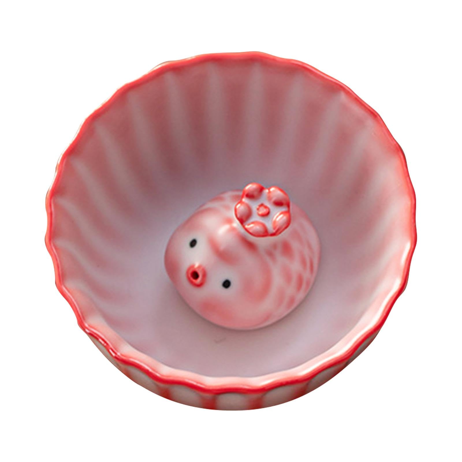 Taza de té de cerámica redonda y artesanal con mascota burbuja fina
