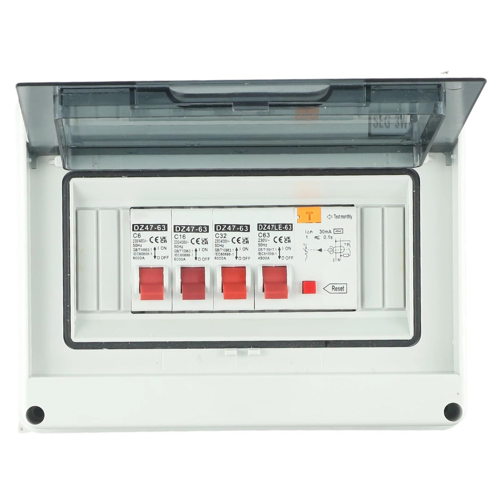 Quadro Elettrico Esterno, Quadro Elettrico Pannello Interruttore Automatico a Tre Vie in plastica Resistente con RCD e interruttori Automatici miniaturizzati for Garage e officine