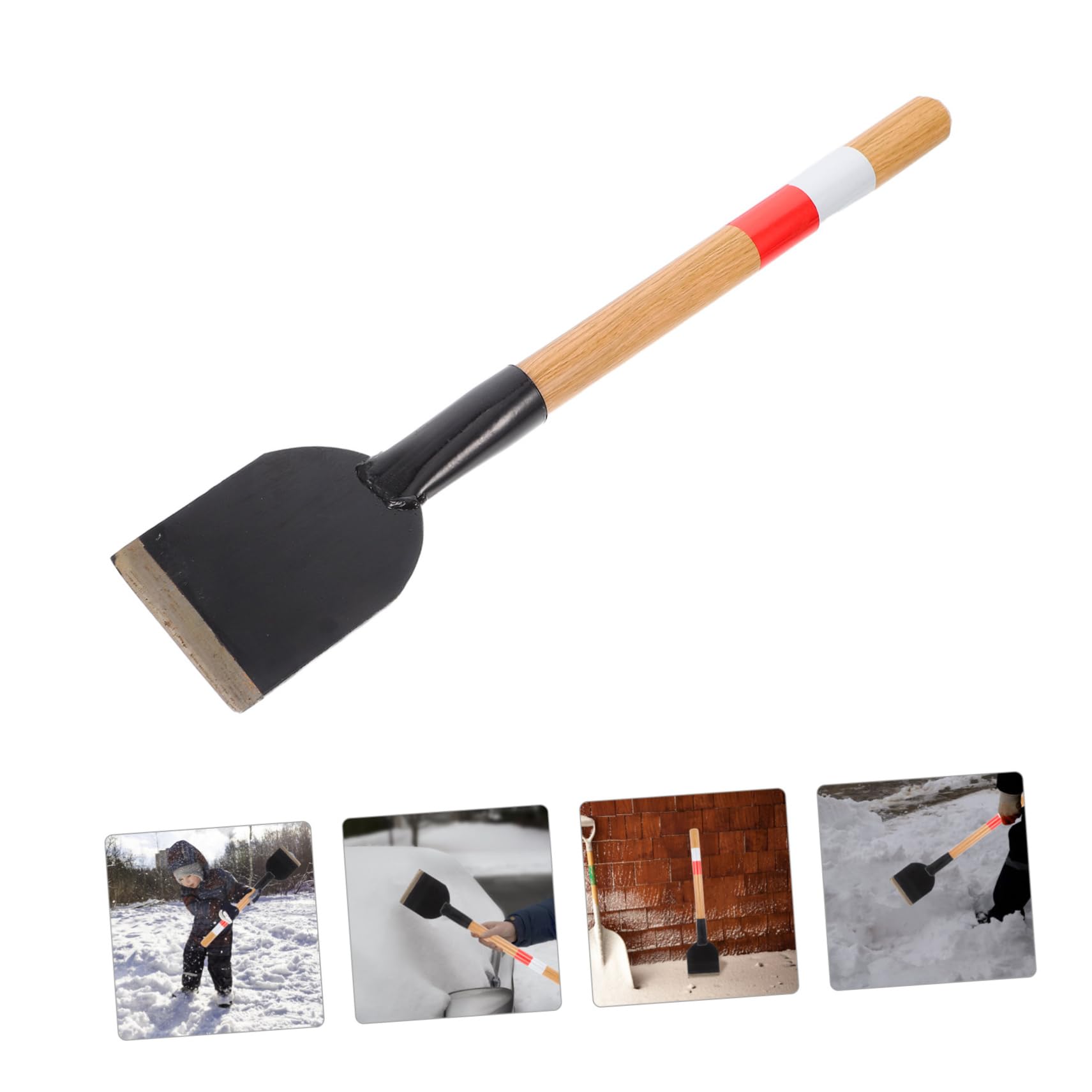 Cabilock Pala De Ferrocarril Metal Resistente para Jardín Entrada Al Aire Mini Pala Quitanieves con Mango De Madera Herramienta para Quitar Hielo y Excavar para Bordes De Césped y
