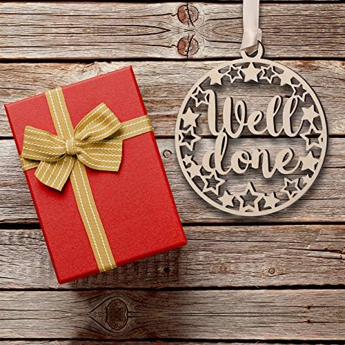 Alphabet barn Well Done Plaque Hanging Decoration Exam Congratulations Gift Present Girl Boy Son Daughter Wood Rustic Small Unique Novel Keepsake from Mum Dad Grandparents Friends