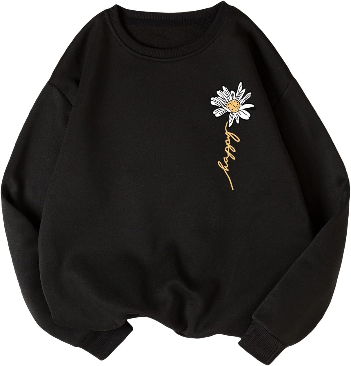 Floerns Women’s Letter Graphic Print Long Sleeve Sweatshirt Thermal Pullover Top