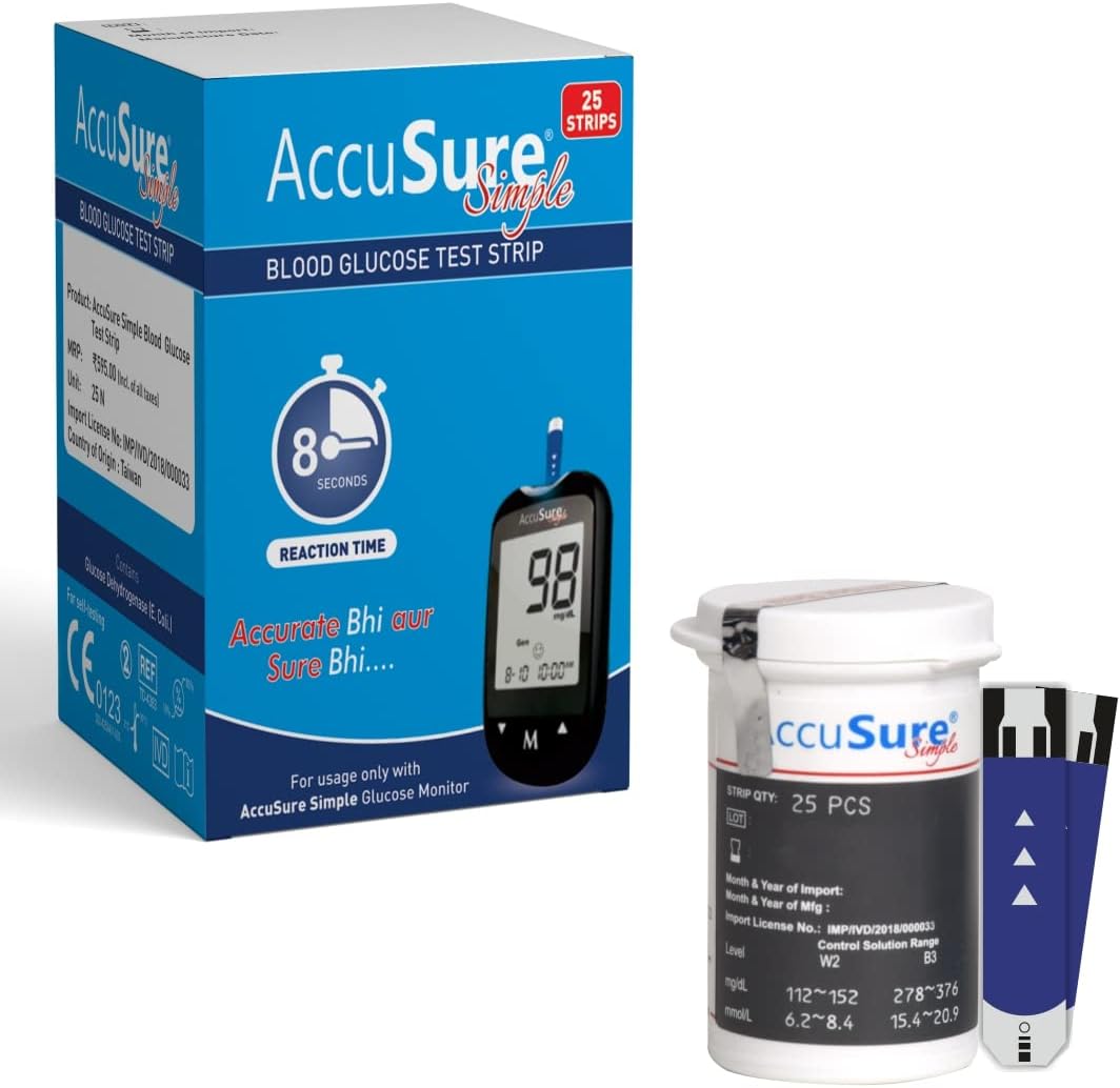 Simple Blood Glucose Test Strip - 25 Strips | TD-4183 | Black