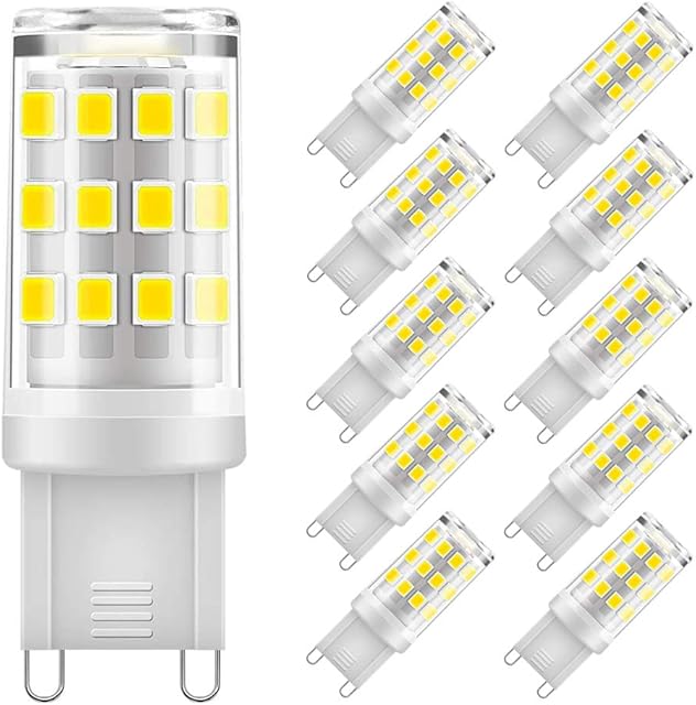 Eterbiz G9 LED Bulb Daylight White 6000K No Flicker 5W Equivalent to 50W Halogen Bulbs 500 Lumens Energy Saving Cool White Light Bulbs - Pack of 10