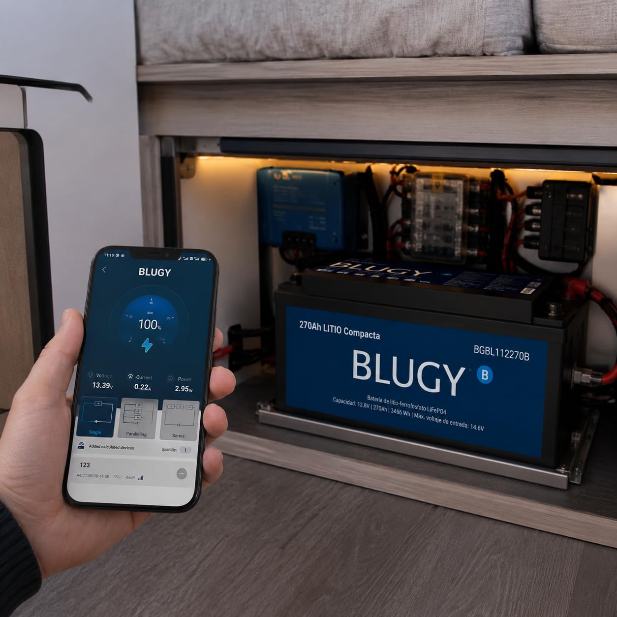 Batería de Litio LiFePO4 12V 270Ah para Autocaravana, Camper, Caravana, Barco y Vehículos Recreativos, Larga Duración +4000 Ciclos, Ligera y de Alto Rendimiento, con BMS