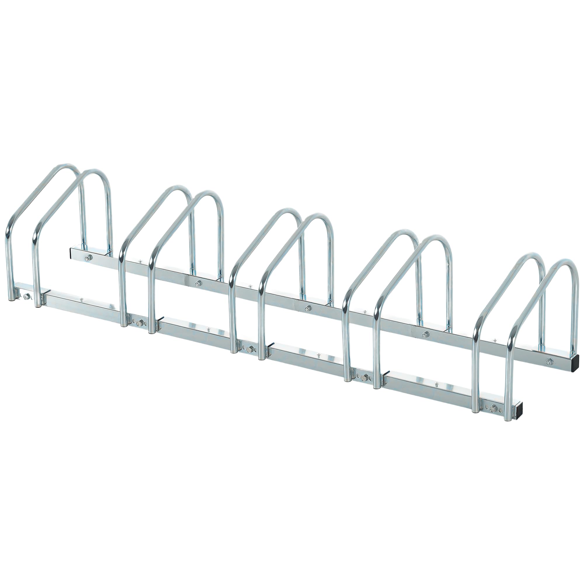 置物 Lime HOMCOM 5-Bike Steel Floor Rack with Rust-Proof Coating