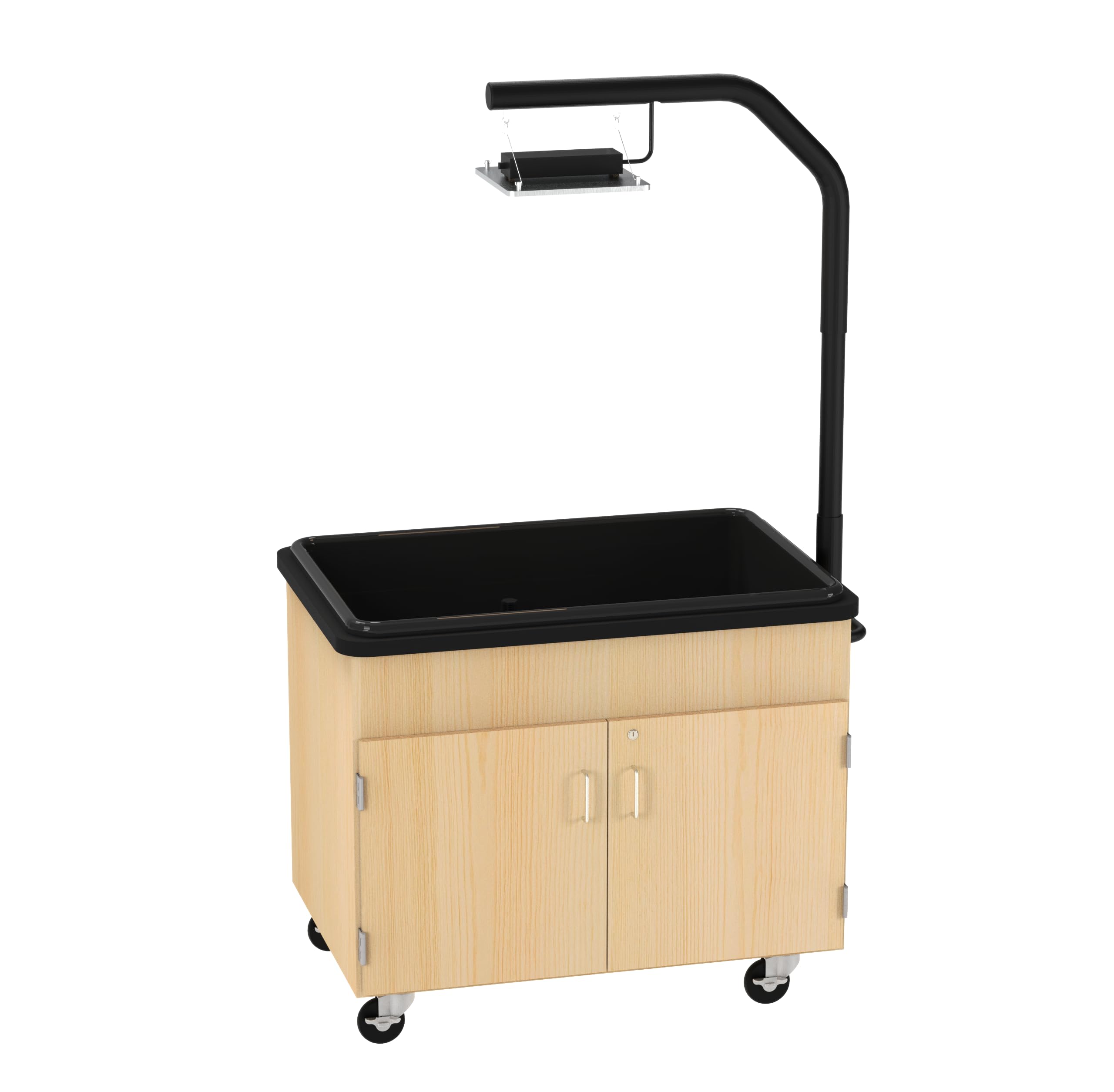 Diversified Spaces Classroom Hydroponics Growing System, Light Hardwood/Black, Mobile, Educational, Full-Spectrum Lighting, Locking Cabinet,