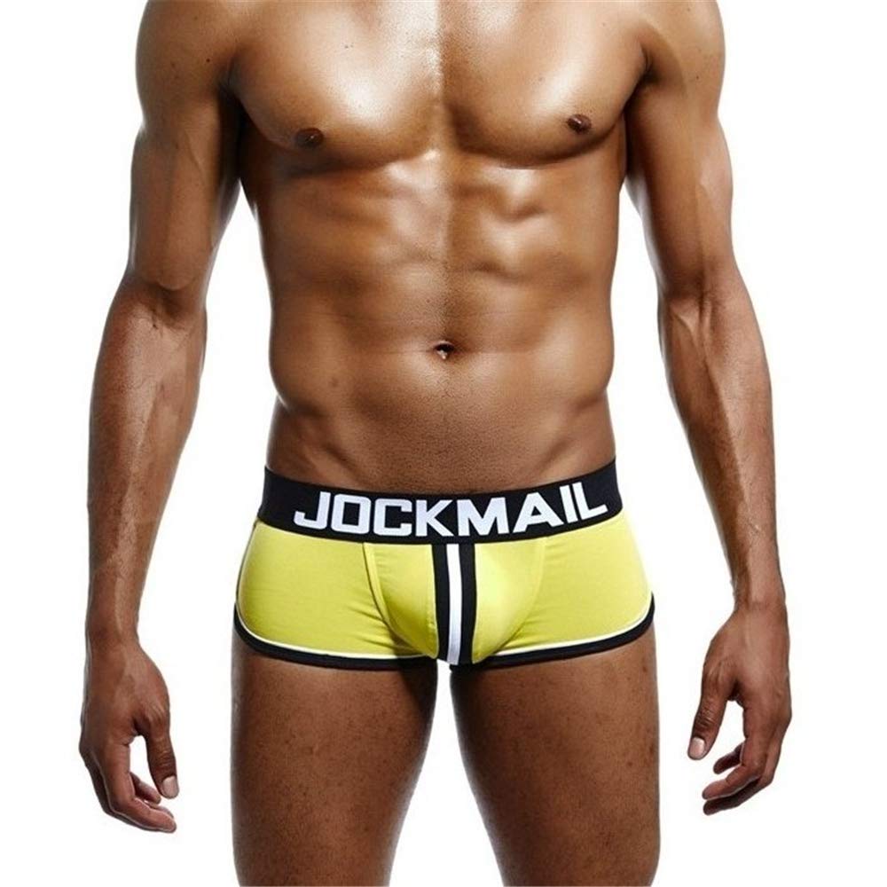 Sexy Herren Boxershorts Jockstrap Männer Sexy Unterwäsche Rückenfreies Gesäß Herren Strings Schwule Unterwäsche (XXL, Gelb)