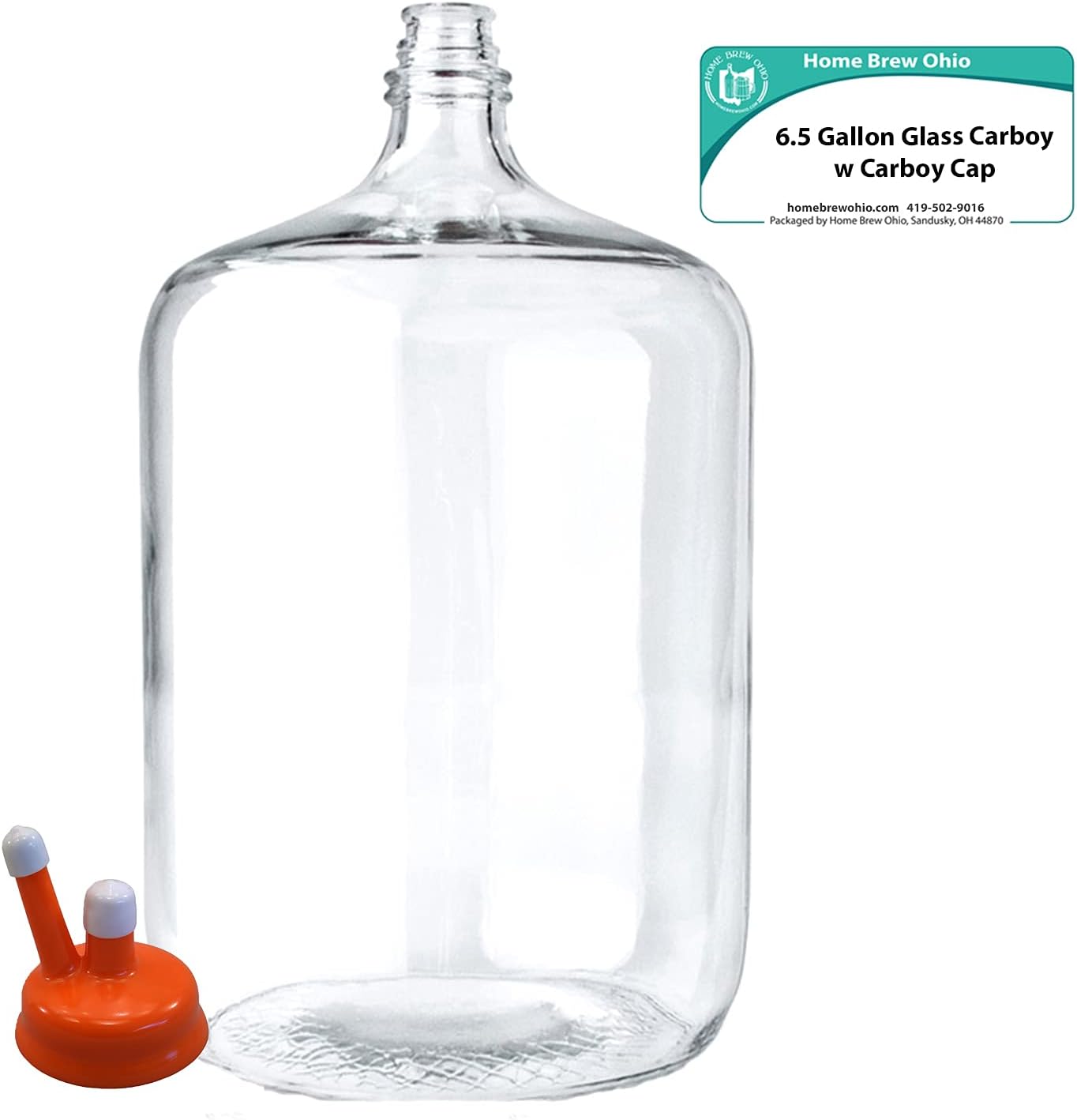 Home Brew Ohio 6.5 Gallon Glass Carboy with Carboy Cap