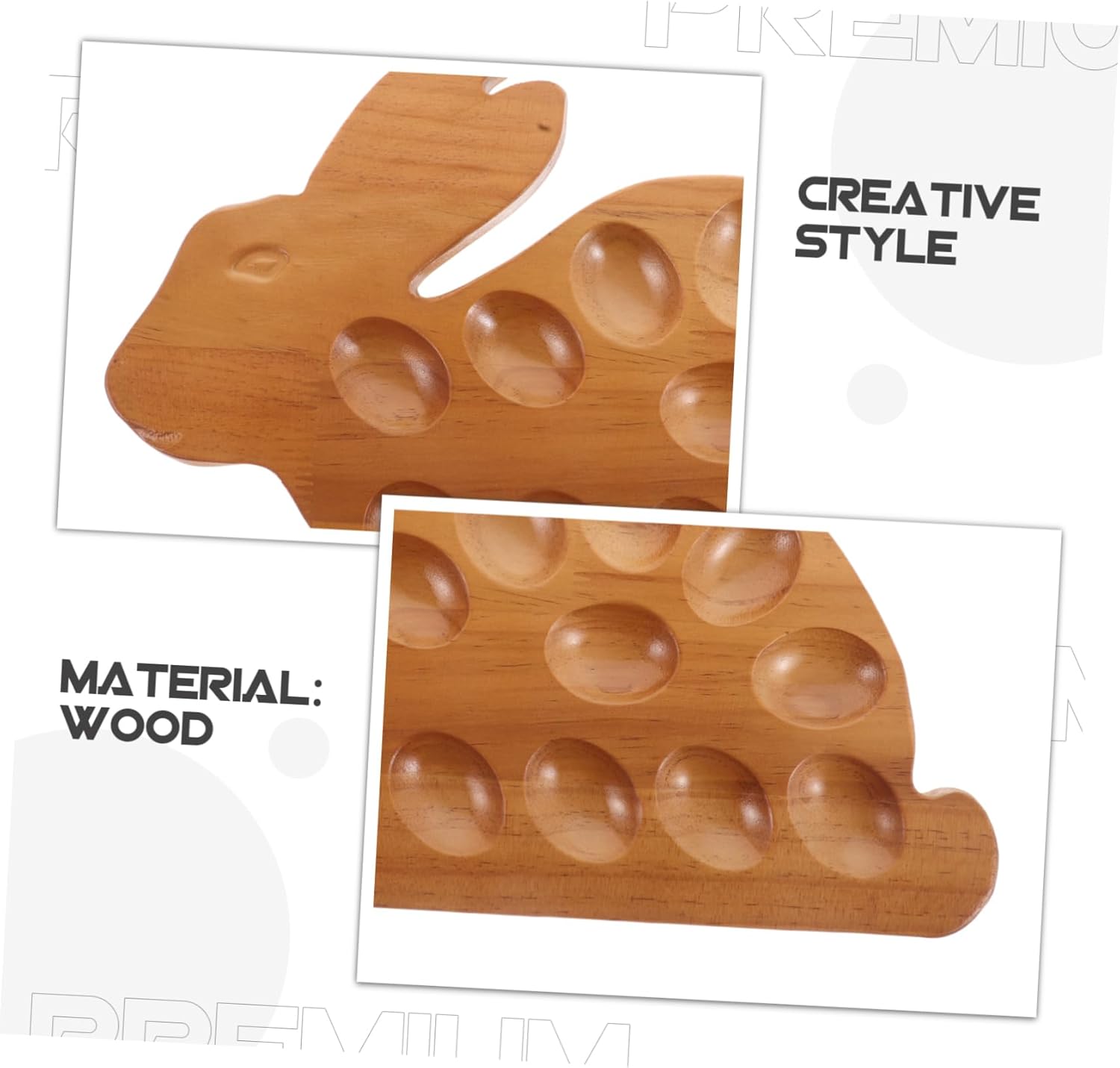 Wooden Egg Storage Tray Creative Bunny Design Wear-resistant Holder for Kitchen Use Delicate Egg Organizer for Festive Decor