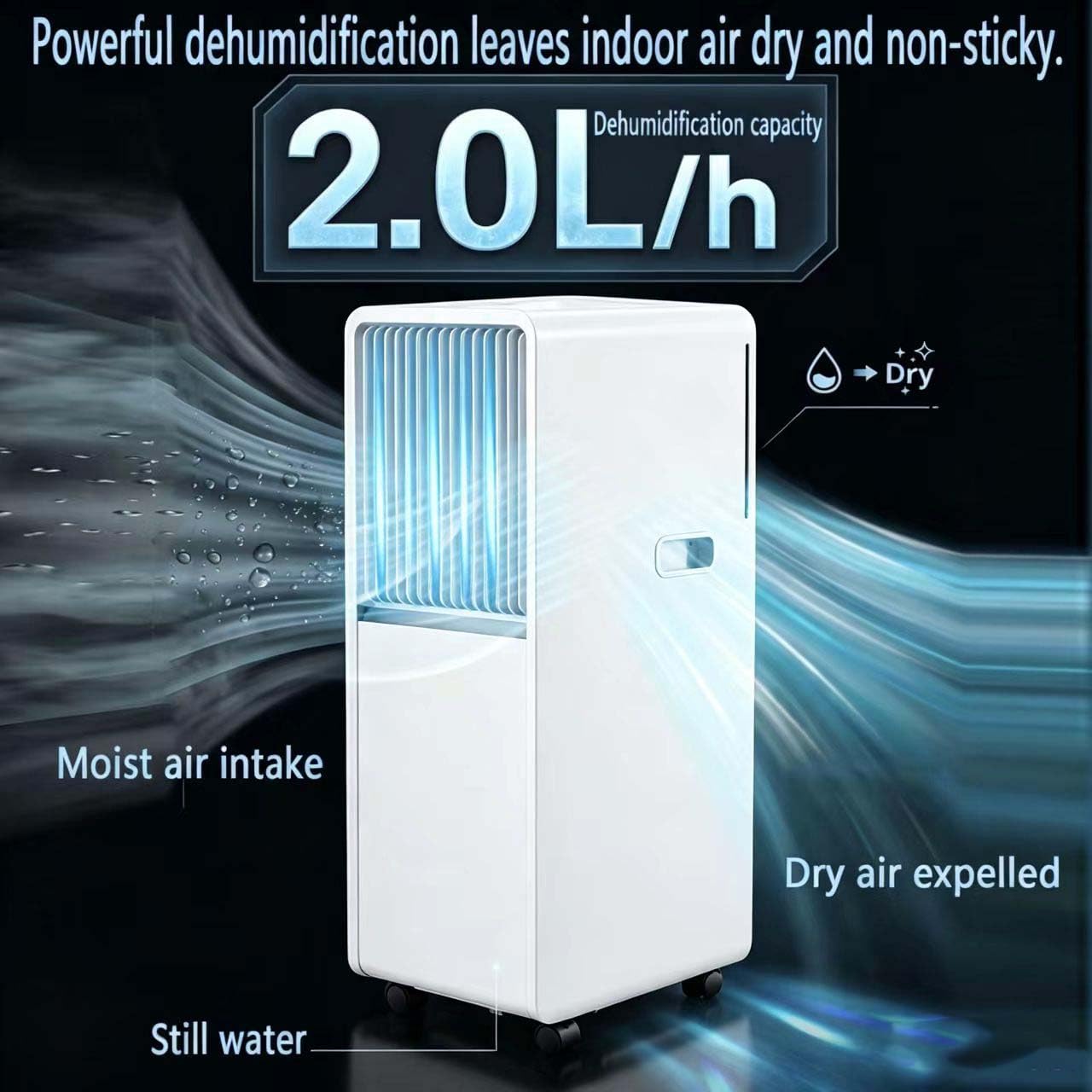 Climatiseur portable 14000 BTU - Refroidissement jusqu'à 700 m² - Télécommande, refroidissement, ventilateur, déshumidification, mode veille, kits d'installation pour grandes surfaces