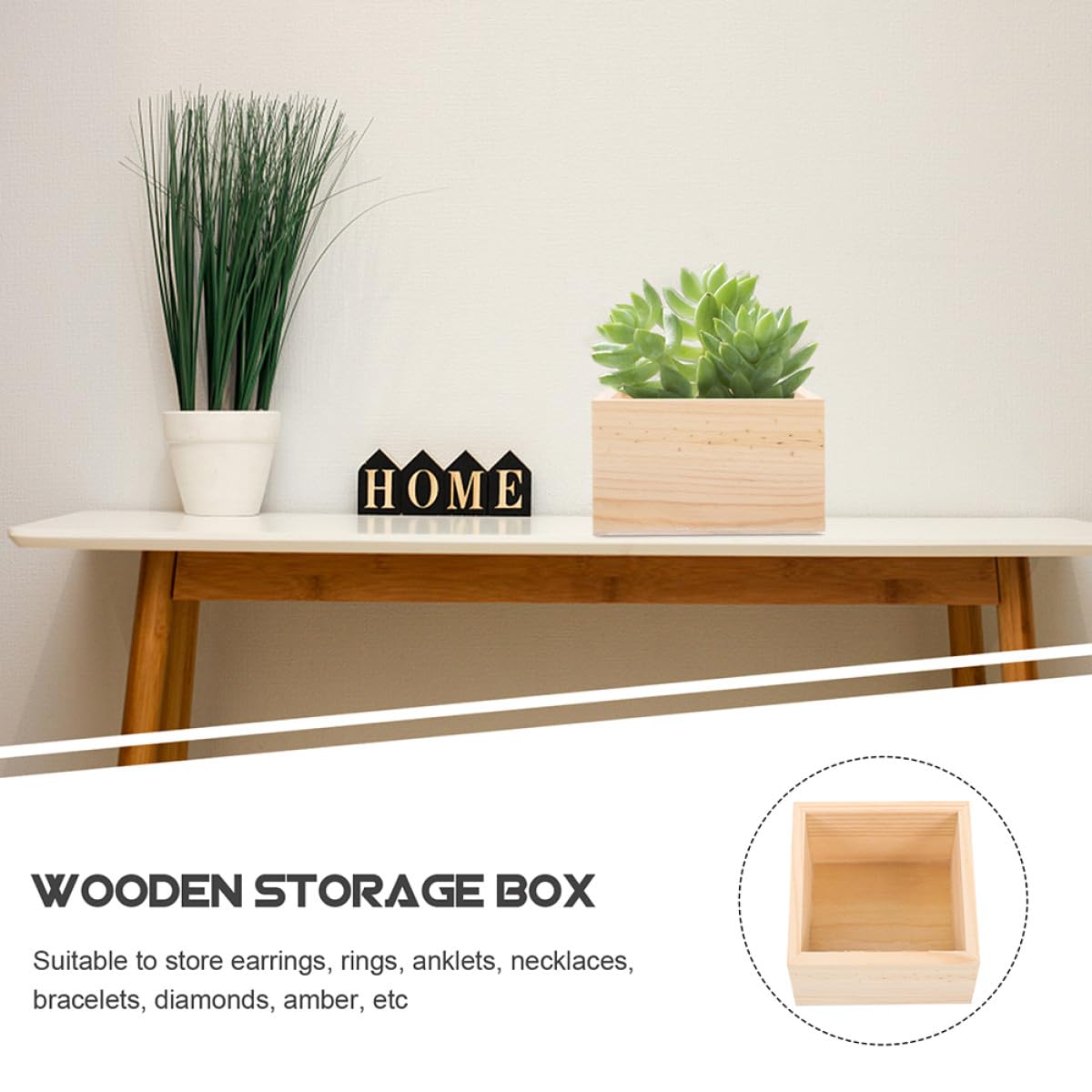 GALPADA 4 Cajas Organizadoras de Madera sin Tapa 15x15x6 Cm, Cajas Pequeñas para Manualidades Diy, Organizador de Escritorio Rústico para Oficina y Hogar, Almacenamiento Multifunción