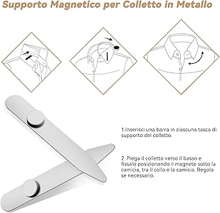 LiJuanWang Collare Di Metallo Soggiorni,8 Pezzi Collare Di Soggiorni In Metallo,Stecche Per Colletto Della Camicia Collar Stays Tendicollo Per Camicia - Foto 2