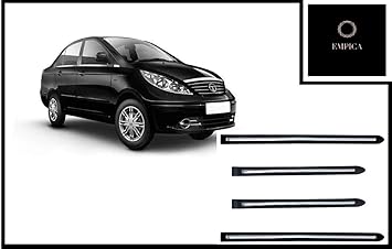 Empica Side Door Cladding Beading Black Door Protector with Chrome Strip for Tata Manza