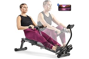 Sunny Health & Fitness Compact Adjustable Rowing Machine for Full-Body Workout