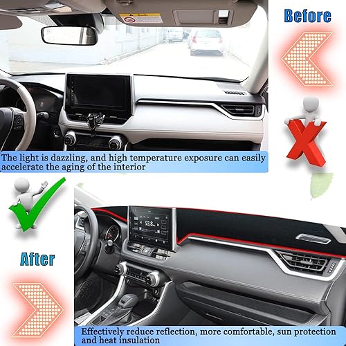 Miniatura 4 de Cubierta de salpicadero para salpicadero, tapete de ajuste personalizado para accesorios RAV4 2019 2020 2021 2022 2023 2024 2025 Accesorios