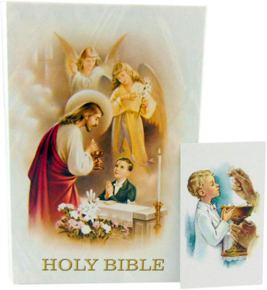 Westman Works First Holy Communion Bible Gift Set for Boys with Holy Card Boxed