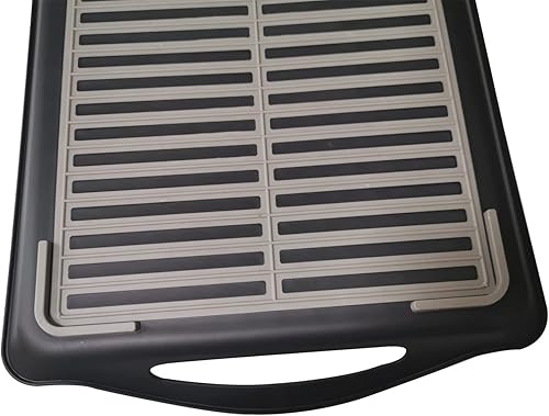 Miniatura 8 de Bandeja rectangular antideslizante para servir alimentos con asas, bandeja multiusos antideslizante para desayuno, bandejas de bebidas (negro)