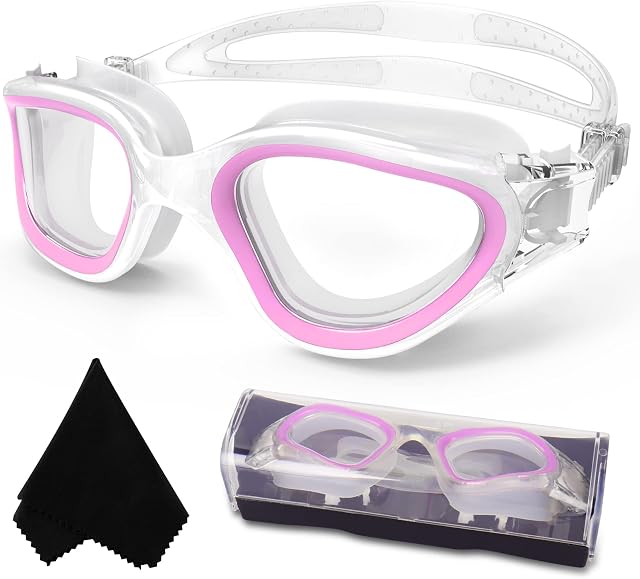 Adult Swimming Goggles,Polarized Open Water Goggles Swimming Anti Fog UV Protection No Leakage Clear Vision Easy to Adjust for Adults Men Women Teenagers