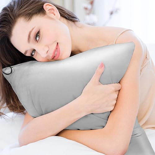 Vista 5 de Funda de almohada de satén para cabello y piel, más suave que la funda de almohada de seda de morera, 1 paquete, funda de almohada de satén con Rosa