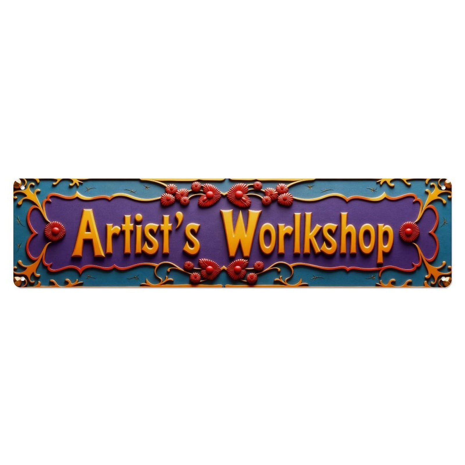 Artistic Workshop Sign Design Pattern Metal Tin Sign Plaque