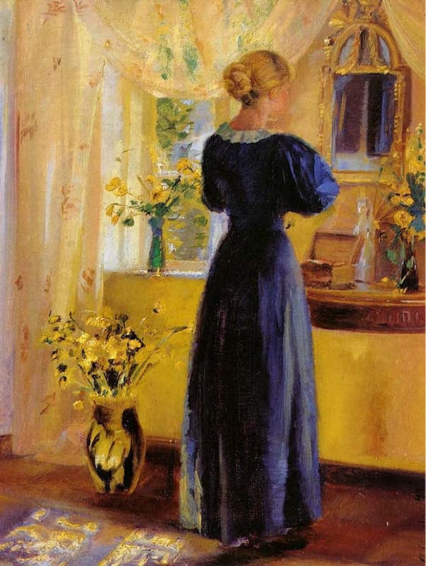 Tableau Jeune femme devant un miroir Anna Ancher impression d'art sur toile 60x90cm