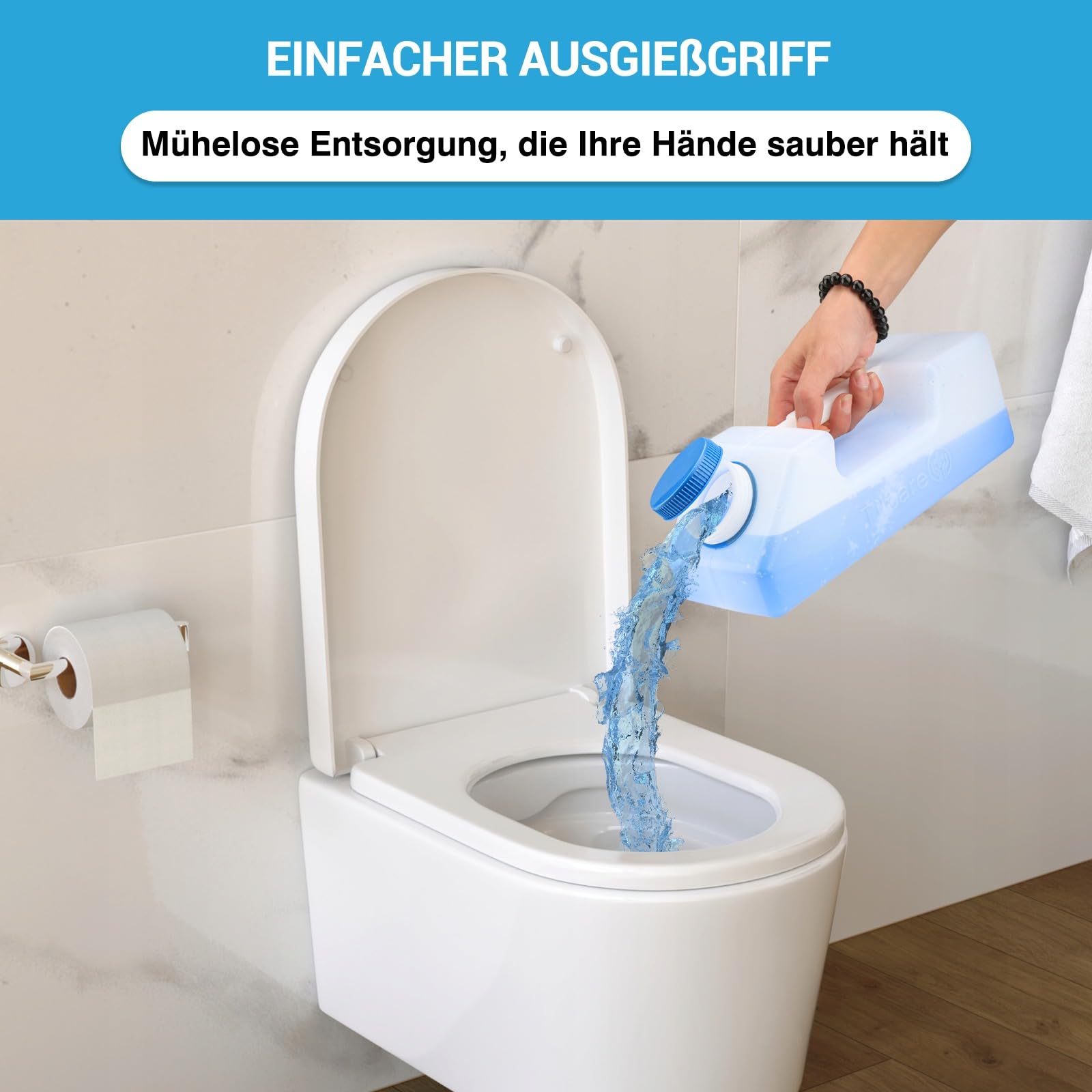 Tilcare Tragbare Urinale für Männer – Auslaufsicher, Nachtleuchtender Deckel – 3000 ml/101 oz, Urinflasche für Männer, Herren-Urinal, Urinbehälter, Männer-Urinalflasche, Pinkelkanne