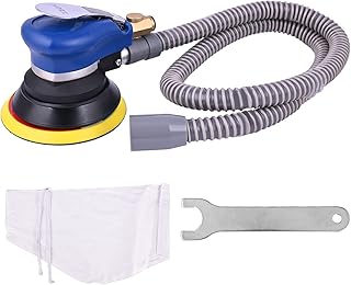 IZOM IZ-980-5V 5"(125 mm) Pneumatic Random Orbital Sander with Hose and Suction Bag Ideal for Fine Finishing on Woods, Metals & Fiberglass